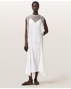 AllSaints Ava Sleeveless Satin Midi Dress - Natural