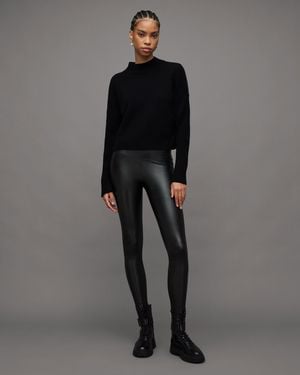 AllSaints Cora High-Rise Skinny Fit Faux Leggings - Grey