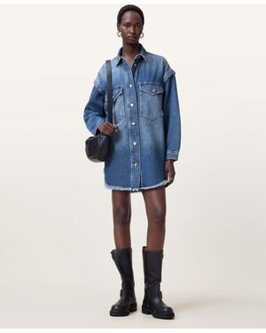 AllSaints Faye Oversized Denim Shacket Dress - Blue
