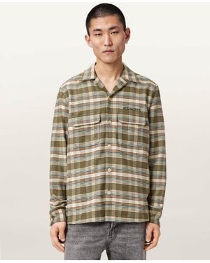AllSaints Slam Long Sleeve Check Shirt - Natural