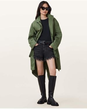 AllSaints Milla Bird Print Parka Jacket - Green