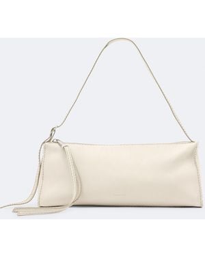 AllSaints Siloh Pinked-Edge Leather Shoulder Bag - Natural