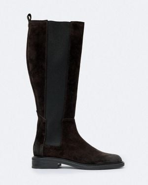 AllSaints Bales Suede Knee-High Chelsea Boots - Black