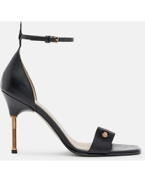 AllSaints Betty Square Toe Leather Heeled Sandals - White