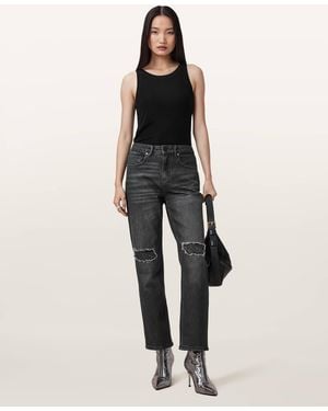 AllSaints Ida Cropped Straight Denim Jeans - Black