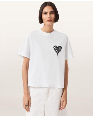 AllSaints Lisa Trip Graphic Boxy T-Shirt - White
