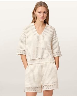 AllSaints Elma Crochet Lace Cropped Top - Natural