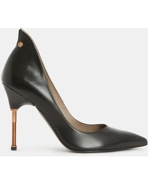 AllSaints Robin Pointed Leather Heeled Court Shoes - Metallic