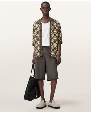 AllSaints Morena Short Sleeve Collared Cardigan - Natural