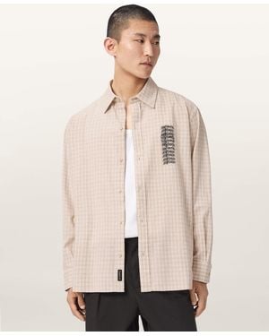 AllSaints Repeater Long Sleeve Oversized Check Shirt - Natural