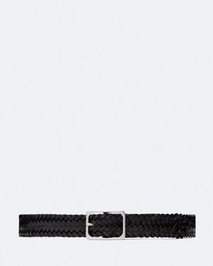 AllSaints Charles Woven Leather Belt - White