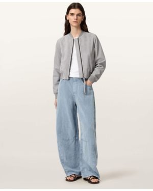 AllSaints Lyocell/Linen Jett Barrel Leg Linen Blend Pants, /Us 2 - Blue