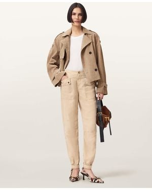 AllSaints Val Cargo Linen Blend Trousers - White