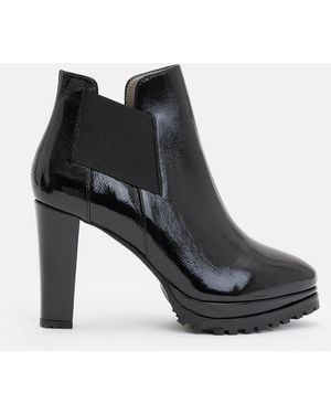 AllSaints Sarris Block-heel Patent-leather Ankle Boots - Black