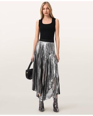 AllSaints Polyester Jax Pleated Midi Skirt, /Us 2 - White