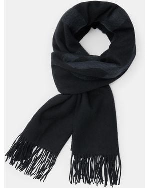 AllSaints Rae Logo Embroidered Wool Scarf - Black