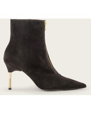 AllSaints Natasha Pointed Zip Up Suede Boots - Black