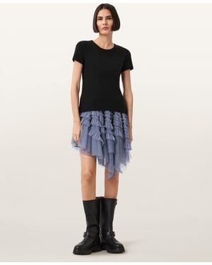 AllSaints Jayde Ruffled Tulle Mini Skirt - Blue