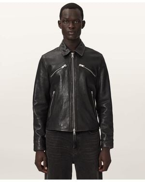 AllSaints Verdi Fitted Leather Jacket - Black