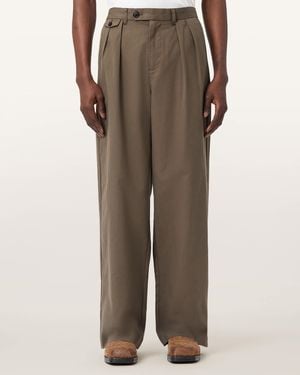 AllSaints Conway Wide Leg Pleated Trousers - Brown