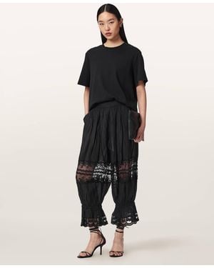 AllSaints Solene Cropped Lace Trousers - Black