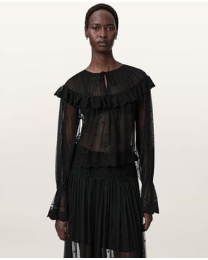 AllSaints Trixie Lace Embroidered Top - Black