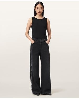 AllSaints Sway Straight Leg Studded Jeans - Blue