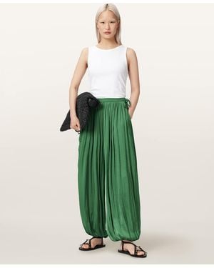 AllSaints Eshe Baggy Fit Satin Pants - Green