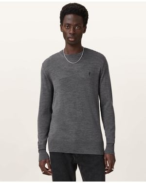 AllSaints Mode Merino Crew Neck Ramskull Jumper,, Carter - Grey