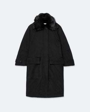 AllSaints Seyka Double-Layer Shearling Coat - Black