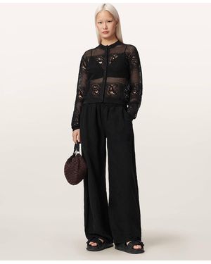 AllSaints Kyra Open Knit Crochet Cardigan - Black