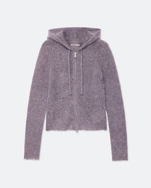 AllSaints Mabel Cropped Alpaca-Blend Hoodie - Purple