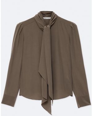 AllSaints Iris Regular-Fit Silk Shirt - Brown