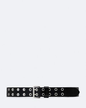 AllSaints Leather Fully Adjustable Sturge Hip Belt With Roller Buckle, - Black