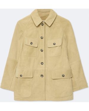 AllSaints Roiya Suede Hunting Jacket - Natural