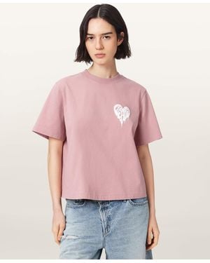 AllSaints Lisa Trip Graphic Boxy T-Shirt - Red