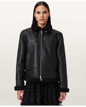 AllSaints Lorel Shearling Flying Jacket - Black
