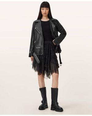 AllSaints Jayde Ruffled Tulle Mini Skirt - Black