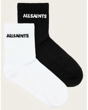 AllSaints Joss Logo 2 Pack Ankle Socks - Black
