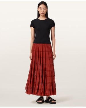 AllSaints Eva Tiered Midi Skirt