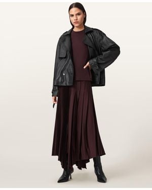 AllSaints Jax Pleated Midi Skirt - Black