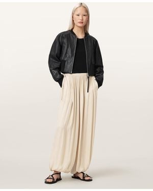 AllSaints Eshe Baggy Fit Satin Trousers - Natural