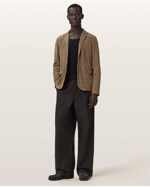 AllSaints Monet Waxed Suede Blazer - Natural