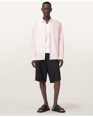 AllSaints Loom Long Sleeve Linen Shirt - Natural
