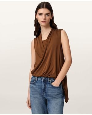 AllSaints Adaline V-Neck Wrap Top - Blue