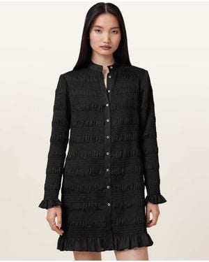 AllSaints Meg Smocked Mini Dress - Black