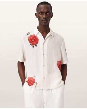 AllSaints Fleur Fazed Boxy Short Sleeve Shirt - White