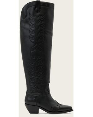AllSaints Landon Leather Knee High Boots - Black