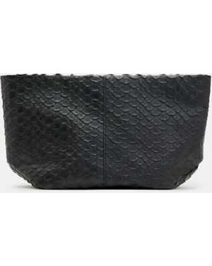 AllSaints Snake Effect Leather Hexagon Pouch - Grey