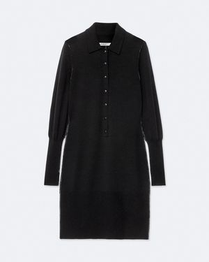 AllSaints Coyte Merino Wool Polo Dress - Black